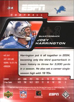 2005 Upper Deck ESPN #34 Joey Harrington Back