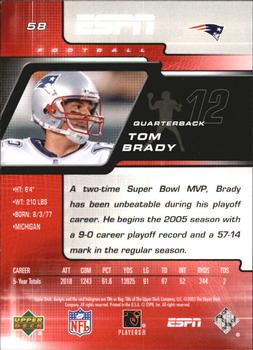 2005 Upper Deck ESPN #58 Tom Brady Back