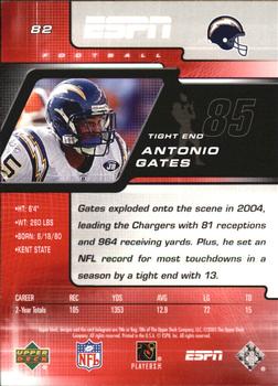 2005 Upper Deck ESPN #82 Antonio Gates Back