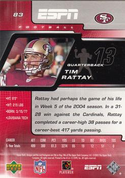 2005 Upper Deck ESPN #83 Tim Rattay Back