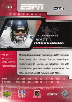 2005 Upper Deck ESPN #86 Matt Hasselbeck Back