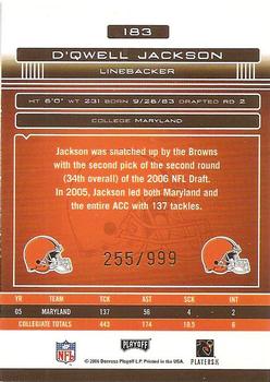 2006 Playoff Absolute Memorabilia #183 D'Qwell Jackson Back