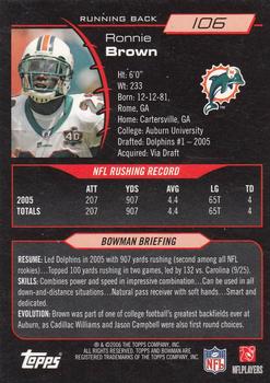 2006 Bowman #106 Ronnie Brown Back