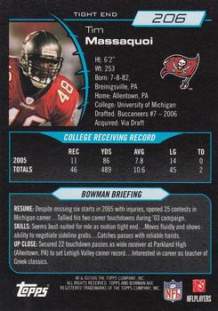 2006 Bowman #206 Tim Massaquoi Back