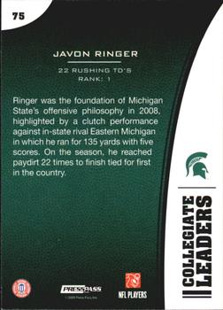 2009 Press Pass - Reflectors Solo #75 Javon Ringer Back