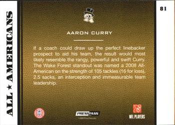 2009 Press Pass - Reflectors Solo #81 Aaron Curry Back