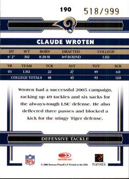 2006 Donruss Threads #190 Claude Wroten Back