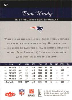 2006 Flair Showcase #57 Tom Brady Back