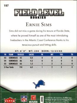 2006 Flair Showcase #197 Ernie Sims Back