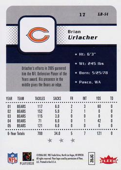 2006 Fleer #17 Brian Urlacher Back