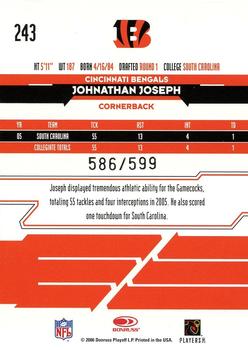 2006 Leaf Rookies & Stars #243 Johnathan Joseph Back