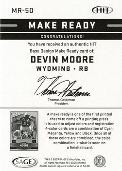 2009 SAGE HIT - Make Ready Yellow #MR-50 Devin Moore Back