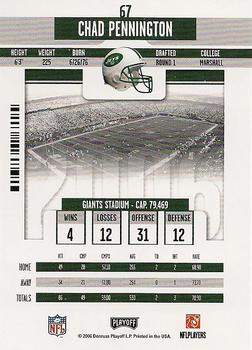 2006 Playoff Contenders #67 Chad Pennington Back