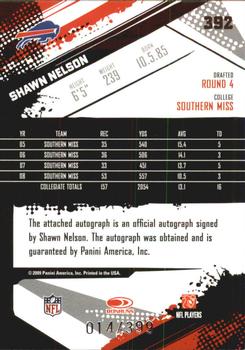 2009 Score Inscriptions - Autographs #392 Shawn Nelson Back