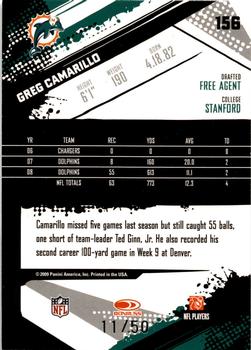 2009 Score Inscriptions - Scorecard #156 Greg Camarillo Back
