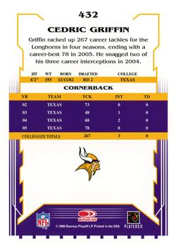 2006 Score #432 Cedric Griffin Back