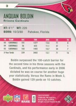 2006 SP Authentic #3 Anquan Boldin Back
