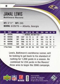 2006 SP Authentic #8 Jamal Lewis Back