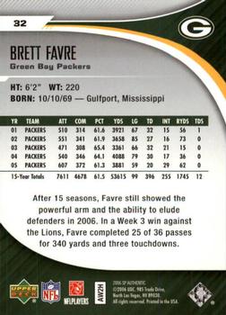 2006 SP Authentic #32 Brett Favre Back