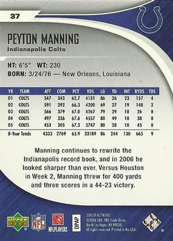 2006 SP Authentic #37 Peyton Manning Back