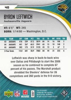 2006 SP Authentic #40 Byron Leftwich Back