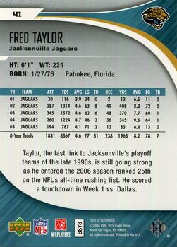 2006 SP Authentic #41 Fred Taylor Back