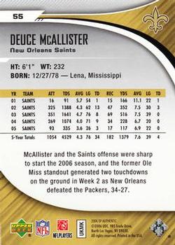 2006 SP Authentic #55 Deuce McAllister Back
