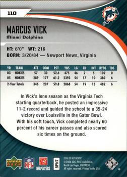 2006 SP Authentic #110 Marcus Vick Back