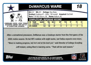 2006 Topps #18 DeMarcus Ware Back