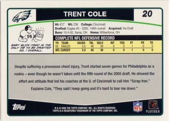 2006 Topps #20 Trent Cole Back