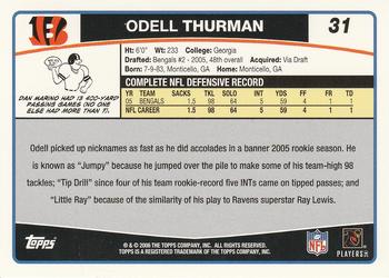 2006 Topps #31 Odell Thurman Back