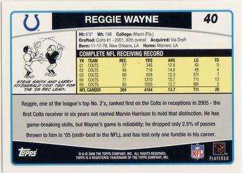 2006 Topps #40 Reggie Wayne Back