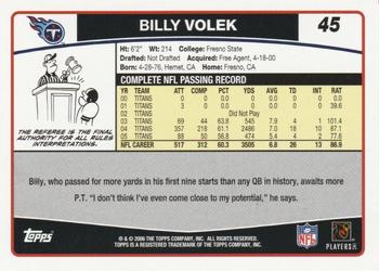 2006 Topps #45 Billy Volek Back
