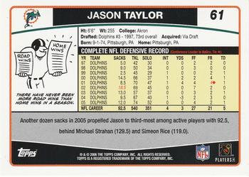 2006 Topps #61 Jason Taylor Back