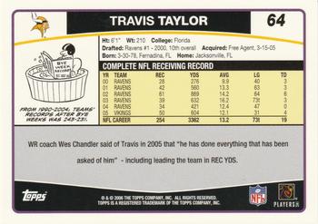 2006 Topps #64 Travis Taylor Back