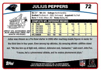 2006 Topps #72 Julius Peppers Back