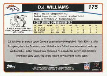 2006 Topps #175 D.J. Williams Back