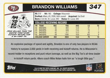 2006 Topps #347 Brandon Williams Back