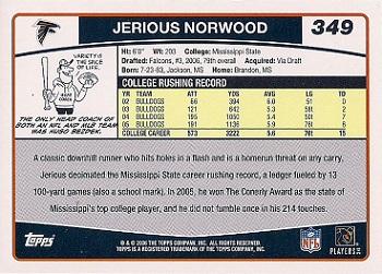 2006 Topps #349 Jerious Norwood Back
