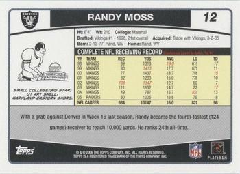 2006 Topps #12 Randy Moss Back