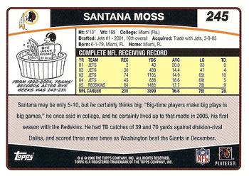 2006 Topps #245 Santana Moss Back