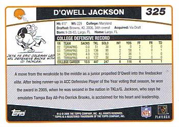 2006 Topps #325 D'Qwell Jackson Back