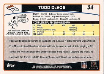 2006 Topps #34 Todd DeVoe Back