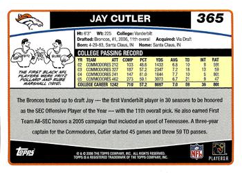2006 Topps #365 Jay Cutler Back