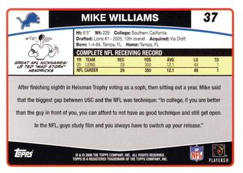 2006 Topps #37 Mike Williams Back