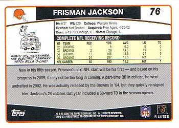 2006 Topps #76 Frisman Jackson Back