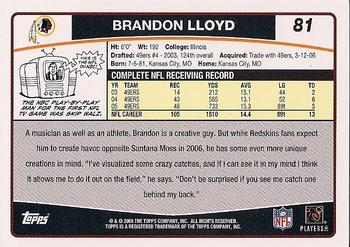 2006 Topps #81 Brandon Lloyd Back
