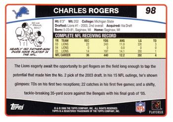 2006 Topps #98 Charles Rogers Back