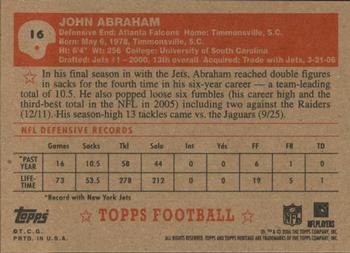 2006 Topps Heritage #16 John Abraham Back