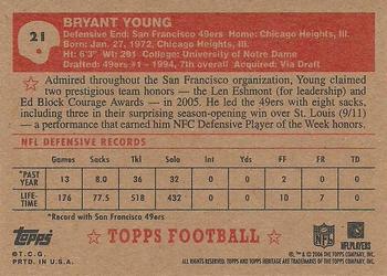 2006 Topps Heritage #21 Bryant Young Back